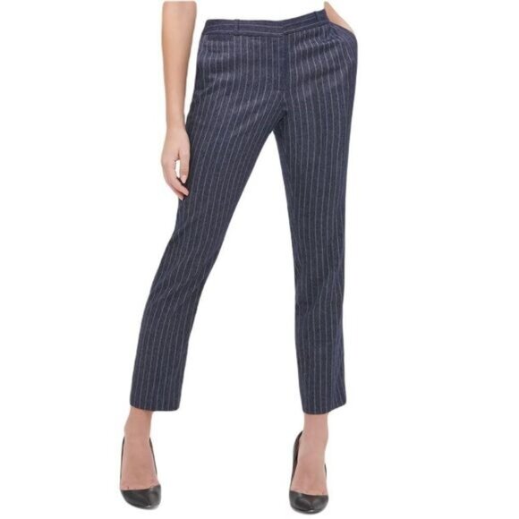 Calvin‎ Klein Womens Gray Zippered Pinstripe Pants Size 2 - Picture 1 of 4